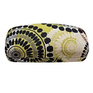 Vera Bradley Hard Eyeglass Case With Floral Pattern In Yellow Black Brown Fabric